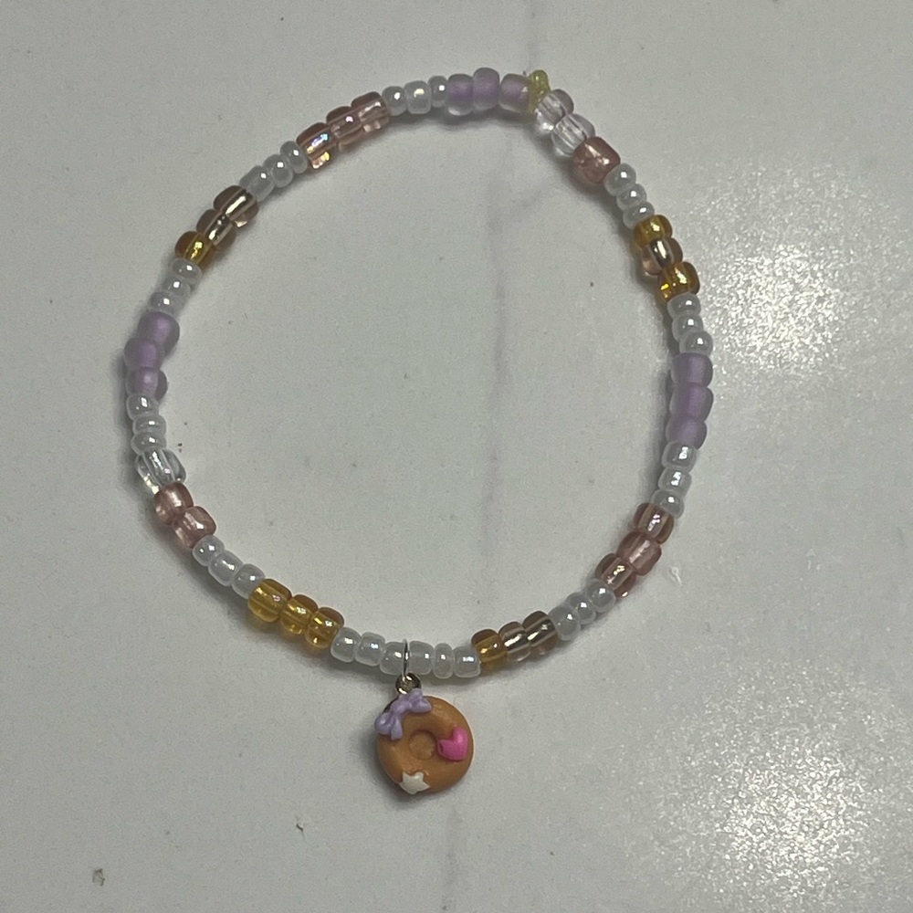Multicolor Beaded Bracelet with Donut Charm